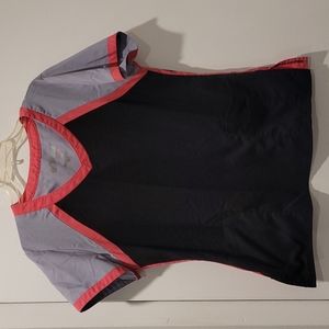 Grey's Anatomy black, gray, and pink scrub top